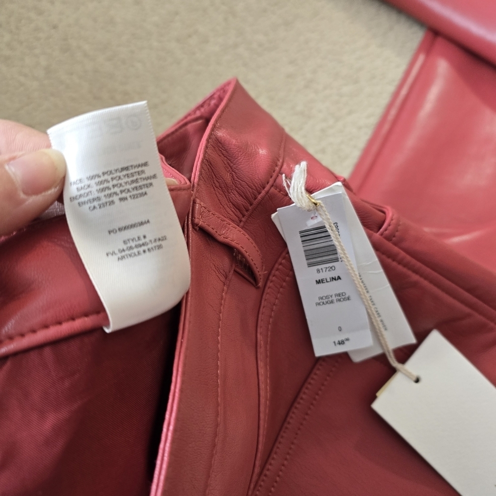 NWT Aritzia Wilfred The Melina Pant Vegan Leather - Rosy Red- SOLD OUT - Picture 12 of 12